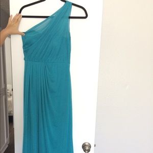 David's  Bridal teal bridesmaid dress